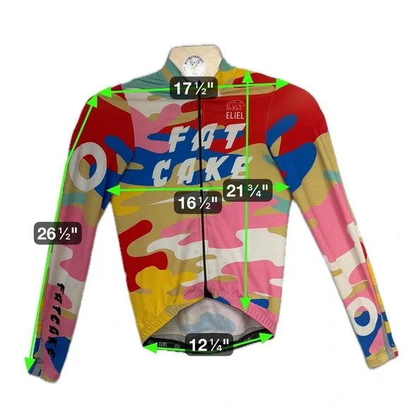 Eliel Fat Cake Men's S Long Sleeve Cycling Jersey Full Zip Graphic‎ Race Fit